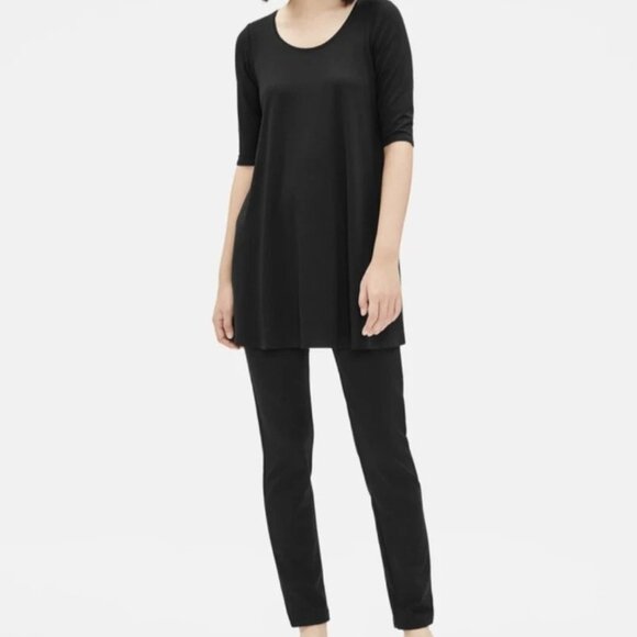 Eileen Fisher Women's Size 10 Petite Black Knit Straight Leg Pants Pockets... - Picture 1 of 6